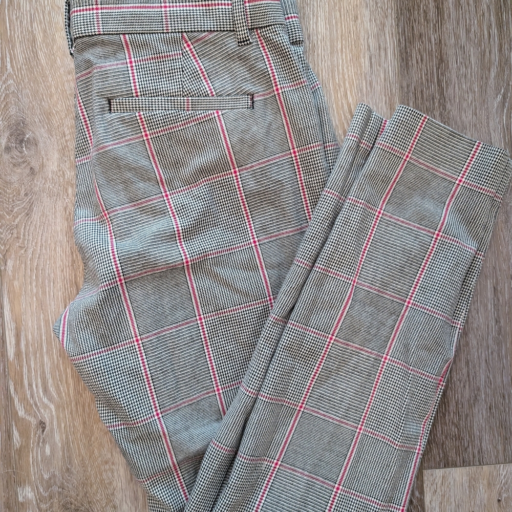 GAP Black and Pink Plaid Tailored Dress Pants